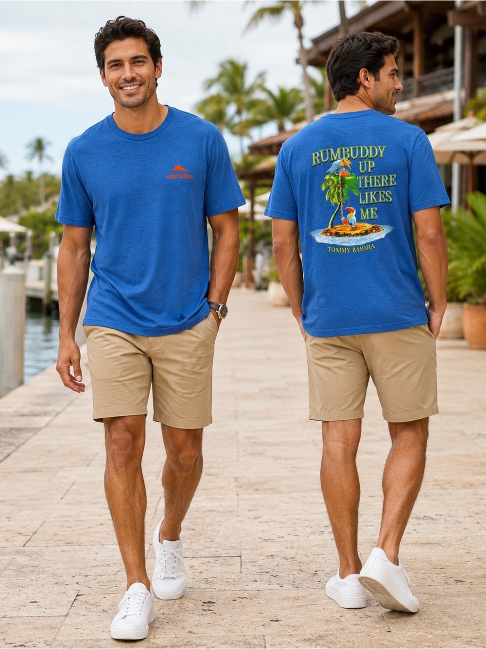 Tommy Bahama Rumbuddy Up There Likes Me Graphic T Shirt XL Blue Toucan